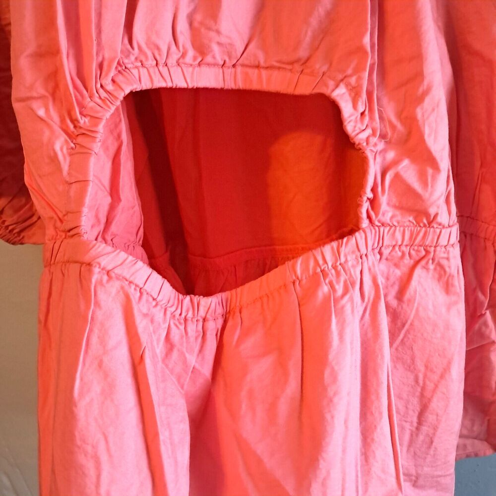 Old Navy Size 4X Blouse Coral Puff Sleeve Cutout Baby Doll Swing Blouse - Picture 9 of 16